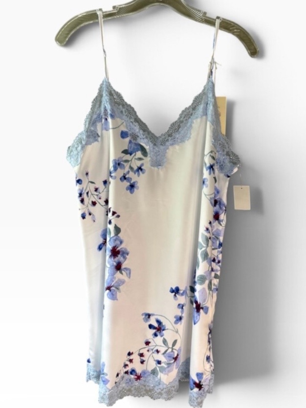 NWT In Bloom By Jonquil Lace Trim Print Satin Chemise Floral Print Size M